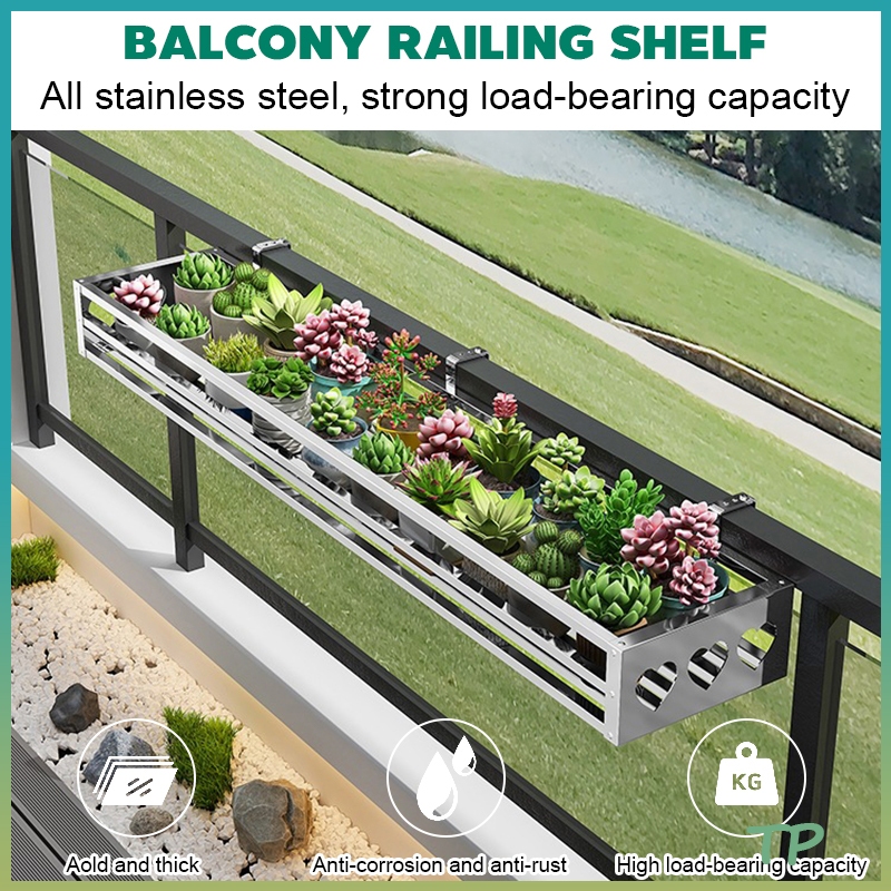 TP Stainless Steel Balcony Plant Rack Flower Pot Stand For Railing ...