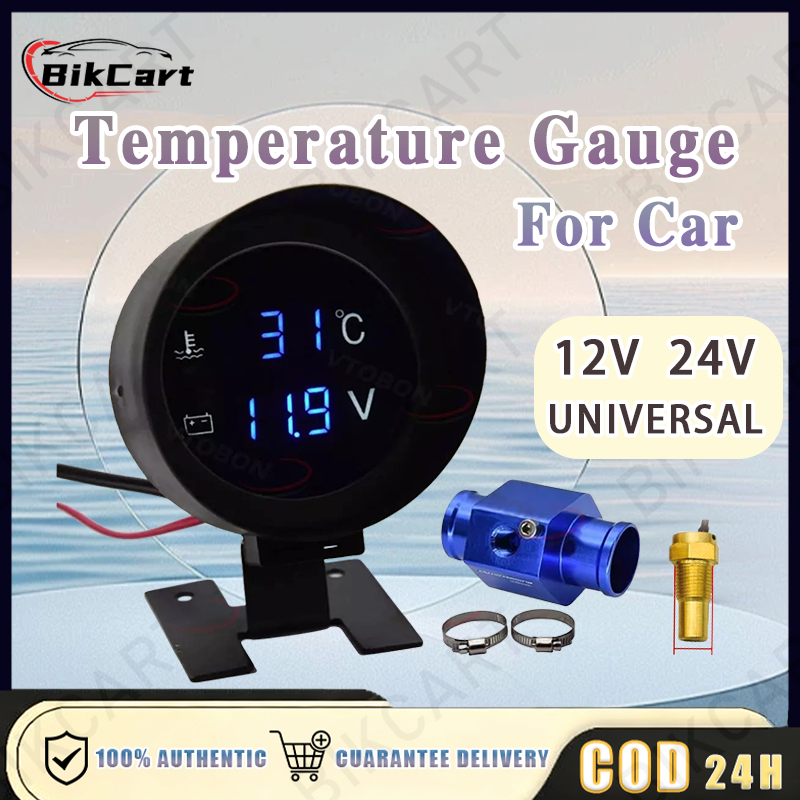 Led Digital Water Temperature Gauge For Car Round Temperature Sensor ...