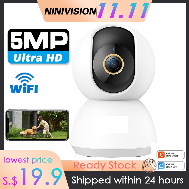 5MP With Mesh Port WIFI Mini Camera Tuya Smart Life APP Baby Monitor ...