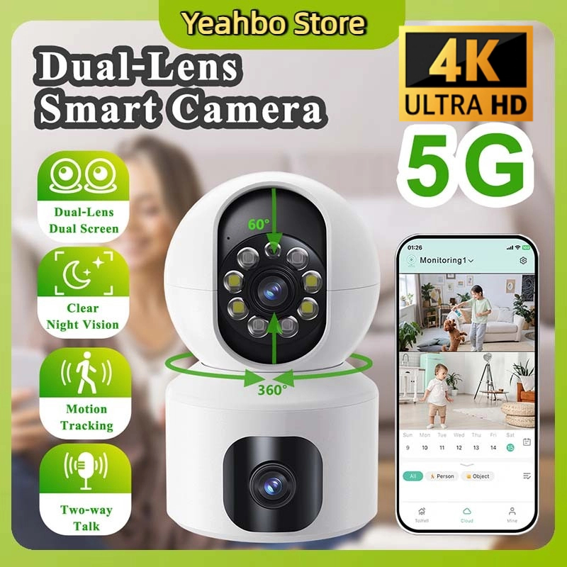 🎉SG Stock💕4K 8MP CCTV Camera 2.4/5Ghz Dual Lens Wireless WIFI Home ...