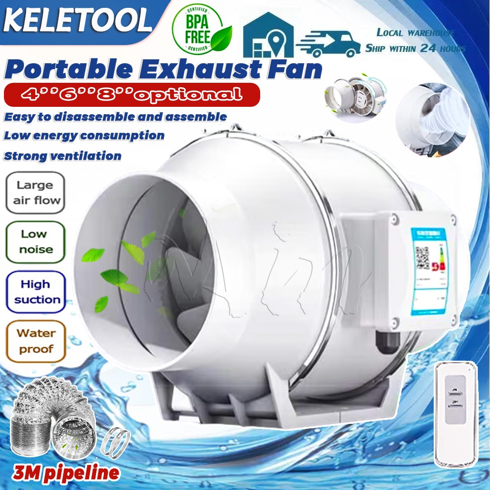 4''6''8'' Extractor Fan Powerful Ventilation Silent Exhaust Fans Inline ...