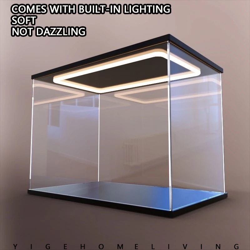 Acrylic Display Box With LED Light Transparent Dust Proof Stackable ...