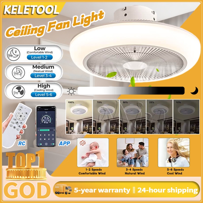 Ceiling fan with light LED ceiling fan light Remote control and app ...