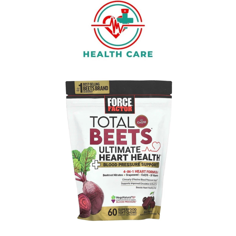 FORCE FACTOR Total Beet Ultimate Heart Health Chewables for Blood ...