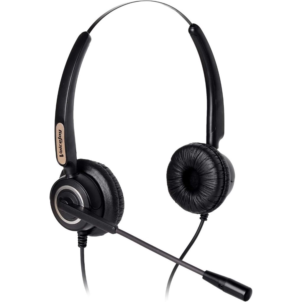 VoiceJoy Corded RJ9 Phone Headset Binaural with Noise Canceling ...