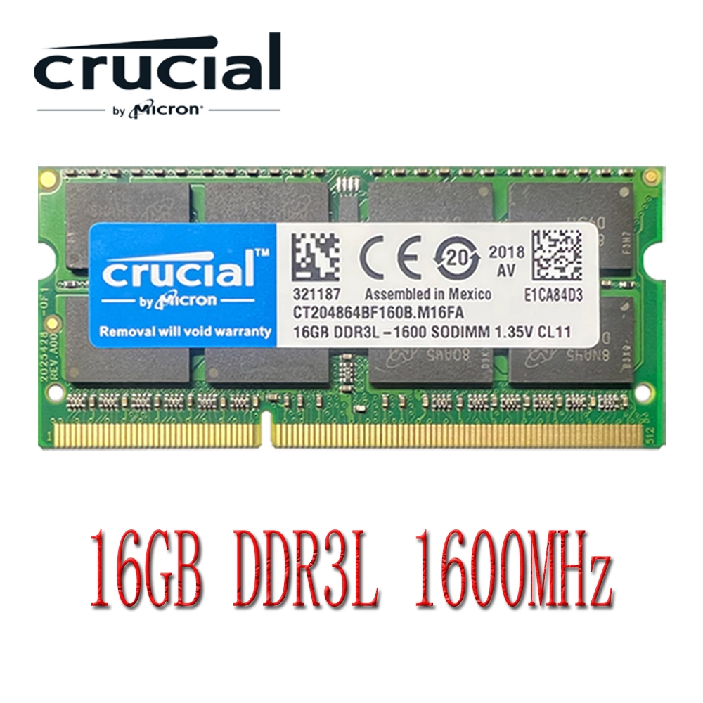Crucial DDR3 RAM 16GB DDR3L 1600MHz PC3L-12800S Laptop Memory 1.35