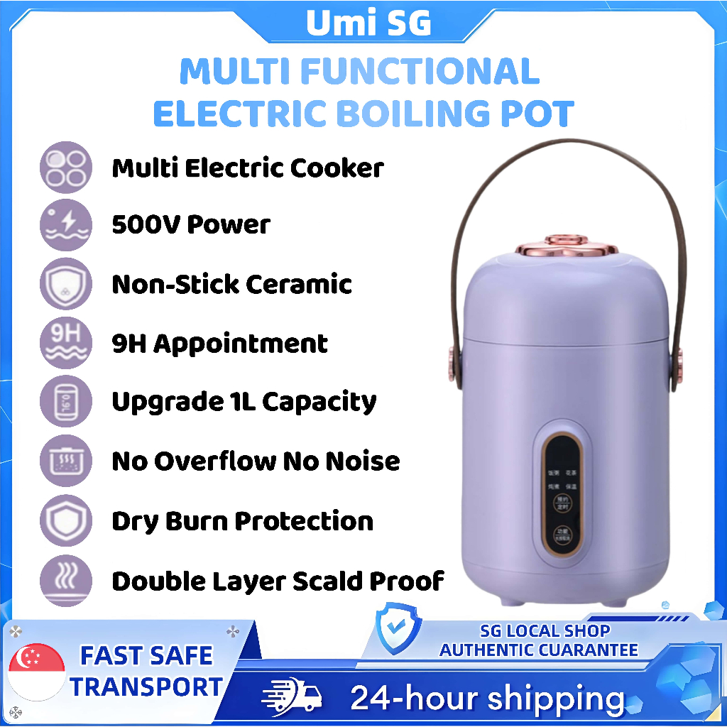8 in 1 500W 1L Mini Multi Cooker Portable Rice/Stew/Baby Food Pot ...
