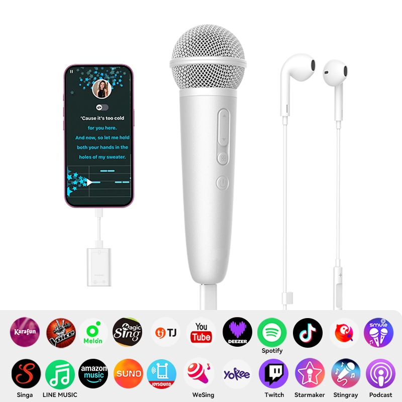 Sing & Record microphone with Earphone Feedback, karaoke Mic Works with ...