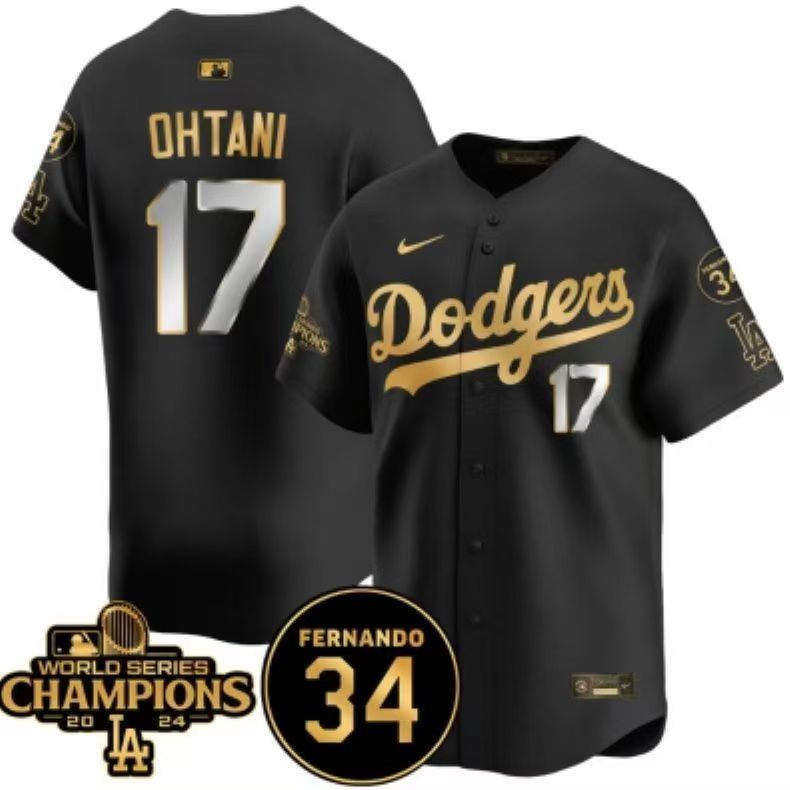Dodgers Ohtani ユニフォーム 17 Ready Stock Fast Shipping!! Embroidered Version Final Black Gold