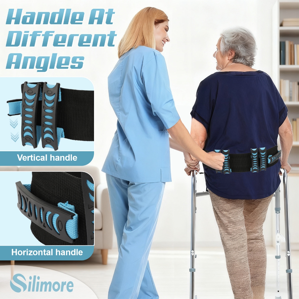 Gait Belt Walking Transfer Belt with 6 Plastic Padded Caregiver Handles ...