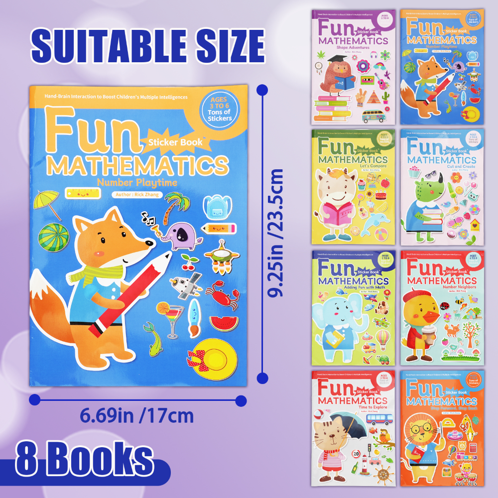 Fun Math Sticker Books for Kids Ages 3–6 (1 Book or 8‑Book Set ...