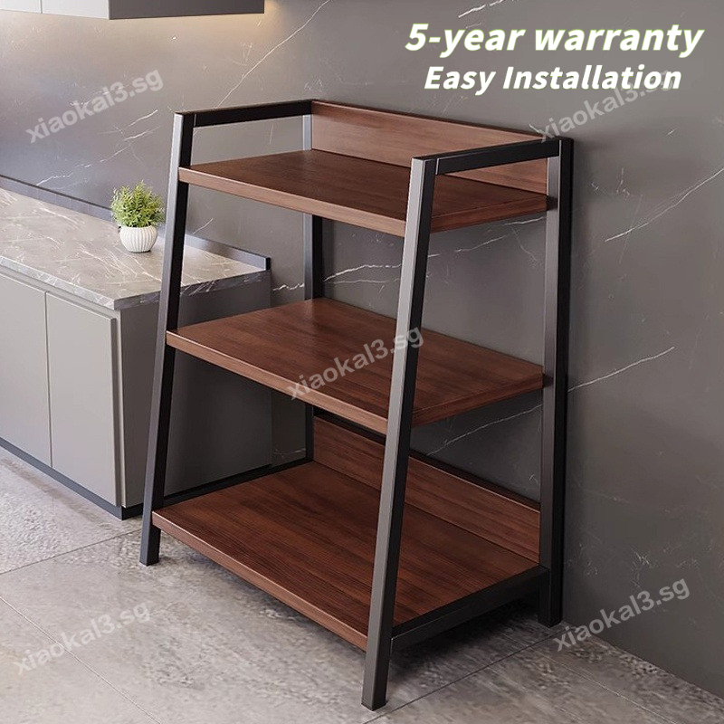 Steel Wood Shelves Floor Trapezoid Kitchen Storage Shelves ...