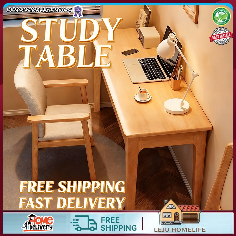 【Ready Stock】Study Table Solid Wood Small Apartment Desk With Drawer ...