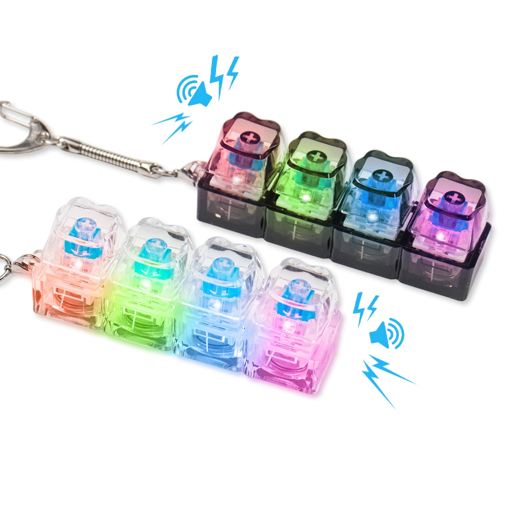 2 Pcs set Loud Fidget Keyboard Clicker Transparent 4-in-1 with cute ...