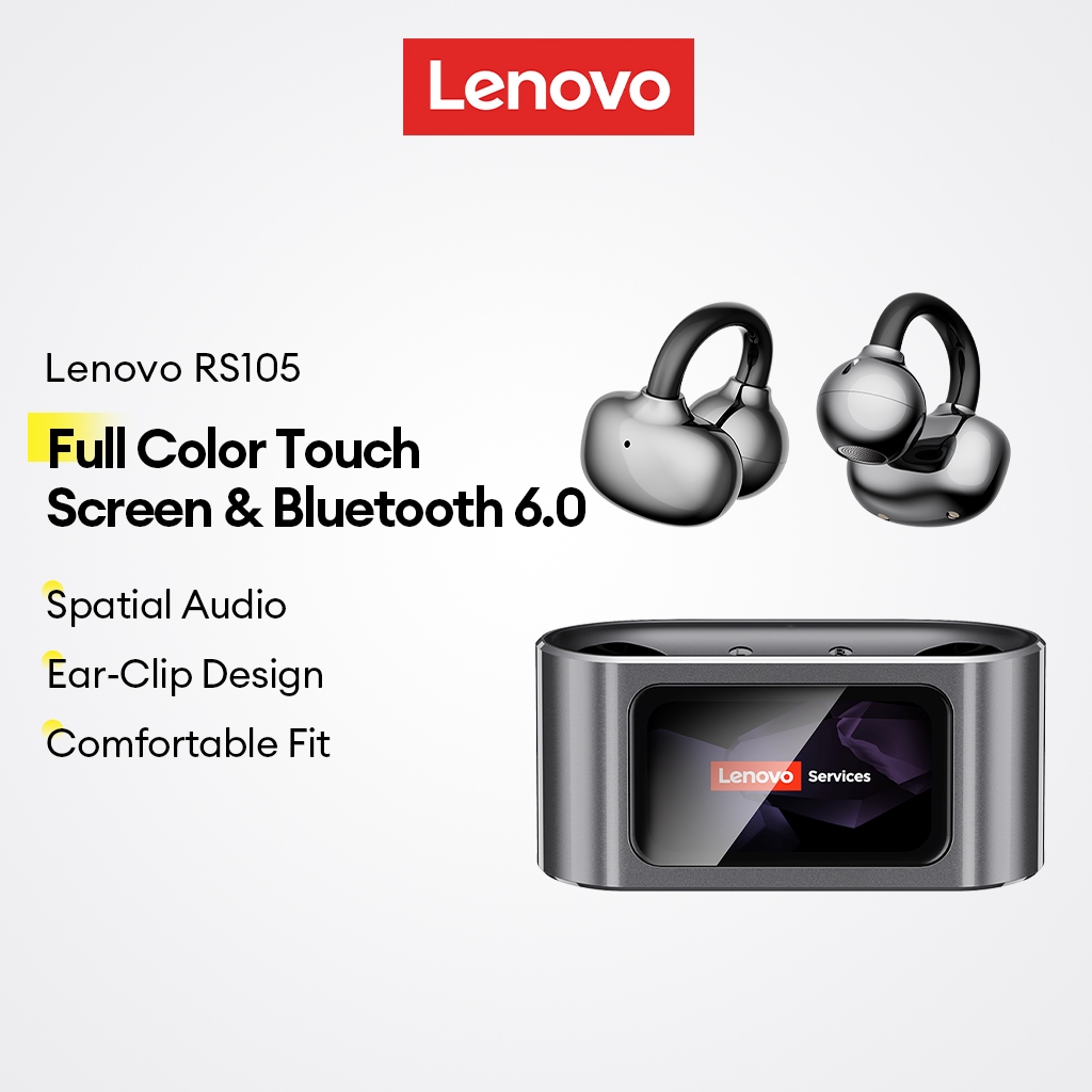 Lenovo RS105 Bluetooth Earphones and Open Ear Clip Wireless Earbuds ...