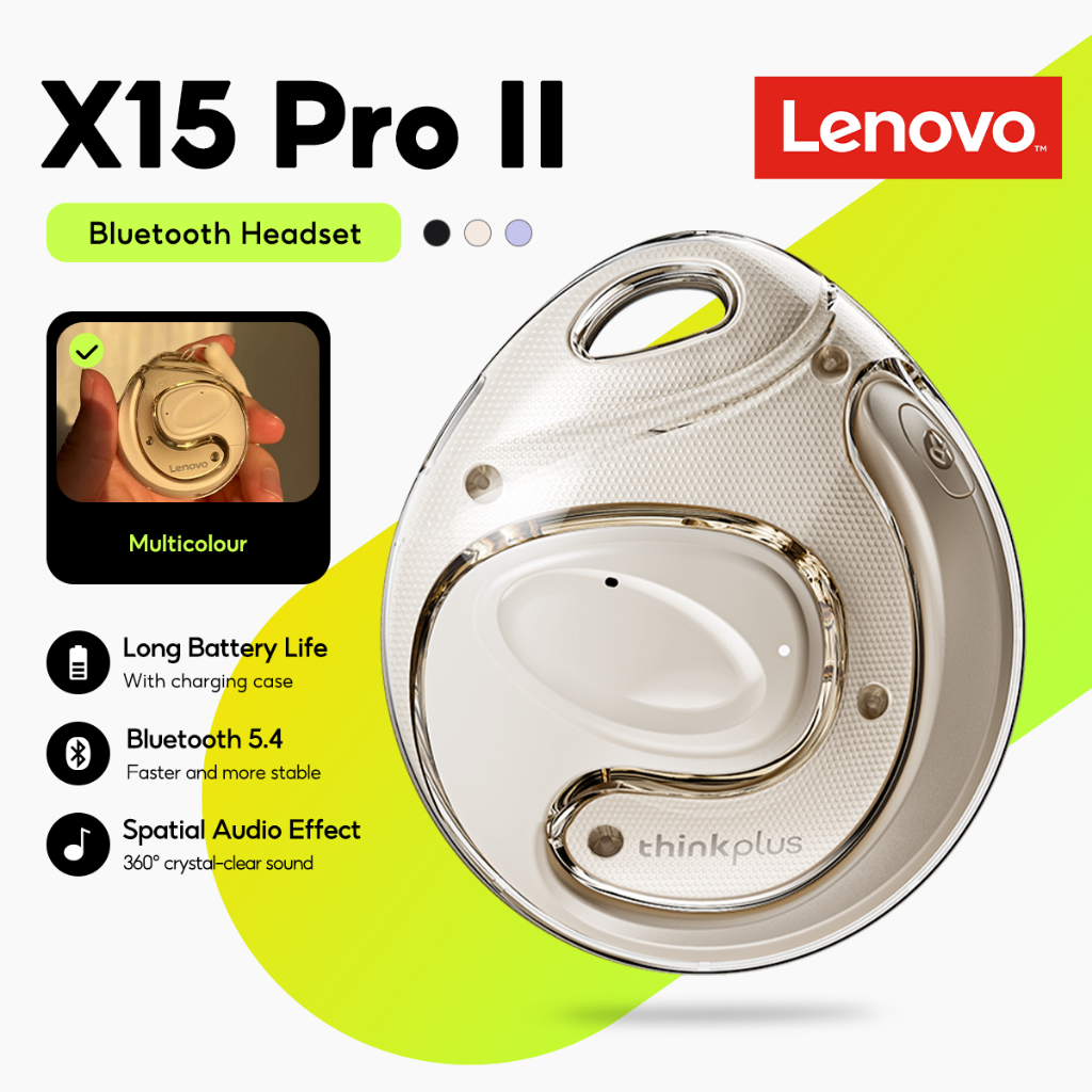 Lenovo Thinkplus X15 Pro II Bluetooth 5.4 Wireless Earbuds Ear Hook ...
