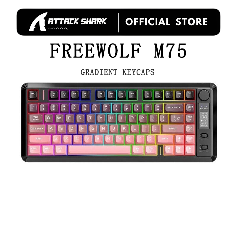 FREEWOLF M75 82-Key Compact Wireless Gaming Keyboard - Dual Mode ...