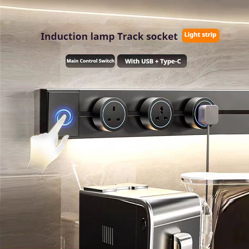 One-Key Power-Off Sensor Light Track Socket with Switch, Sensor Light ...