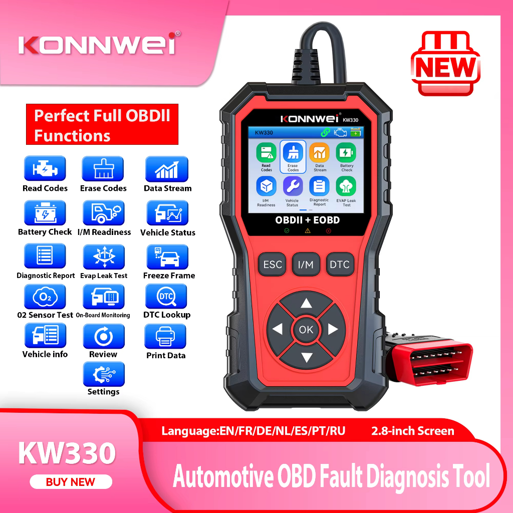 2025 KONNWEi KW330 Car OBD2 Fault Scanner Engine Battery Test Fault ...
