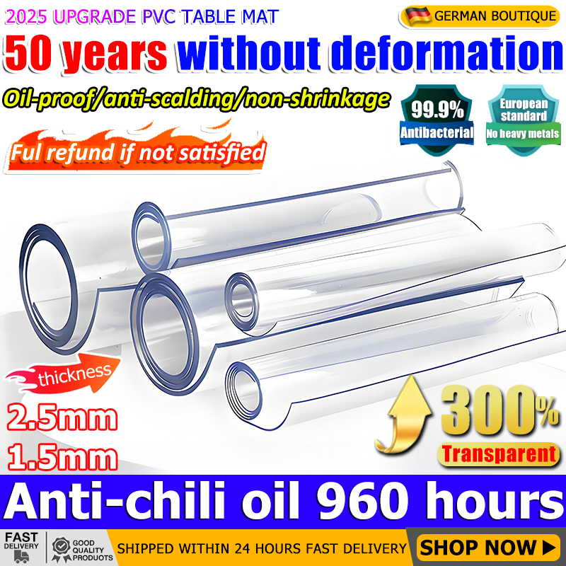 【100% oil-resistant】2.5mm thickness transparent table cover pvc table ...