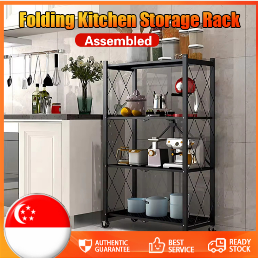 [SG Next Day Delivery]No Installation Foldable Home Storage Rack ...