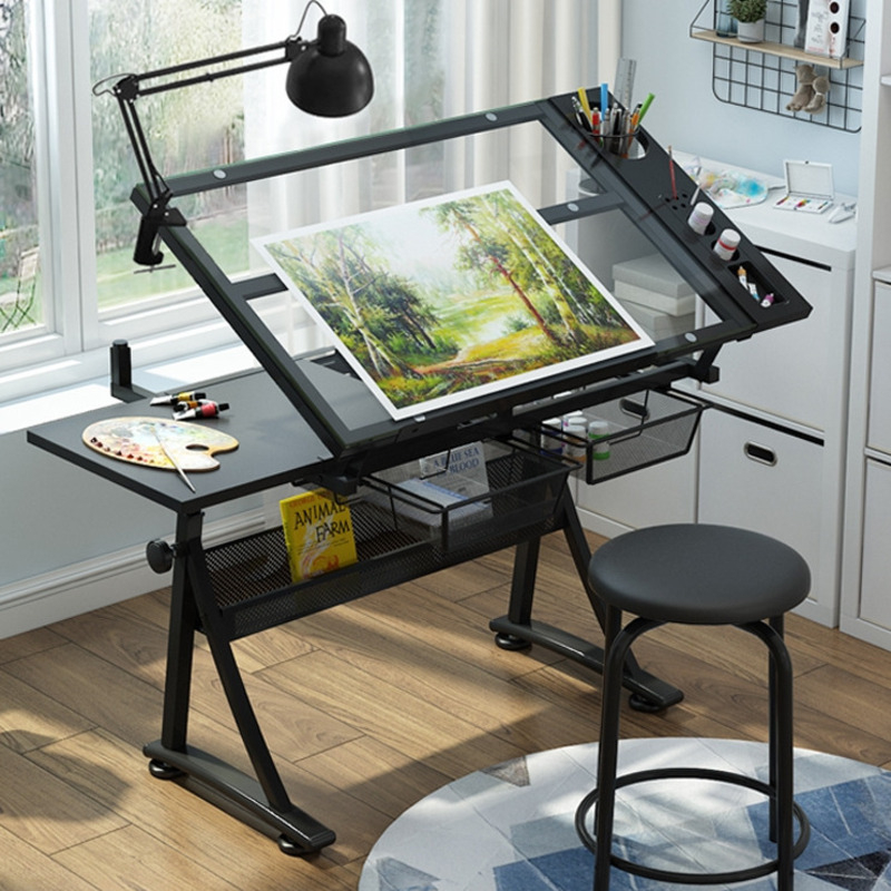 Glass Adjustable Drawing Table Painting Drawing Office Table Art ...