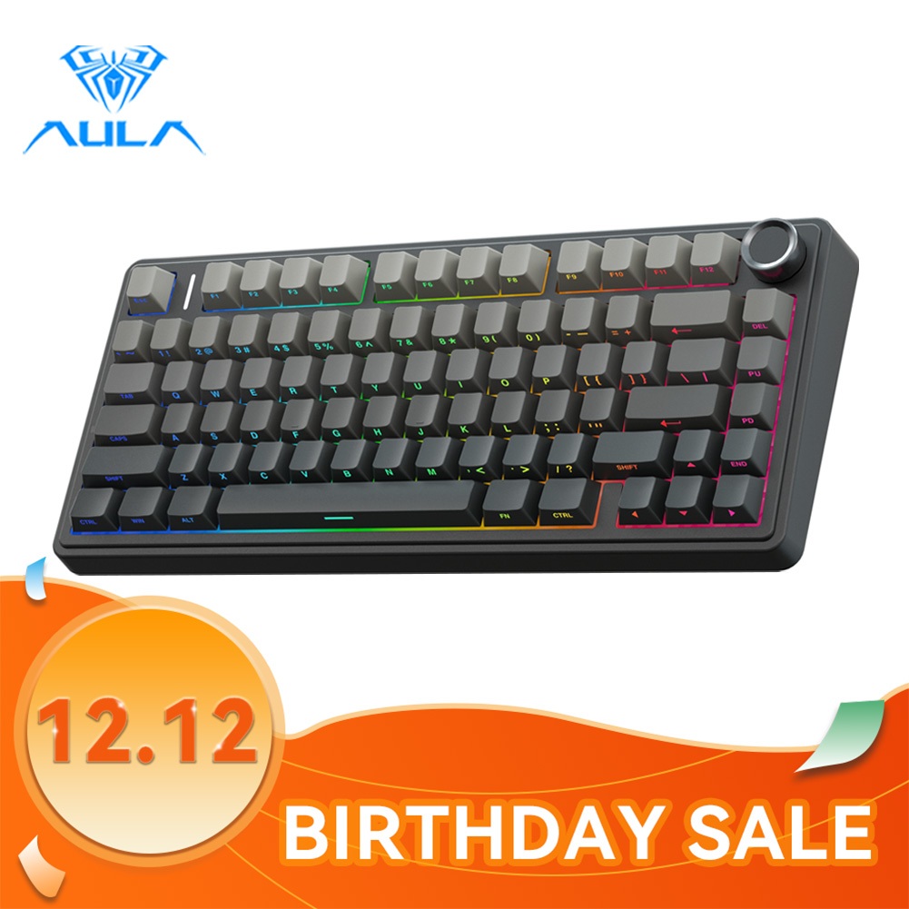 AULA F75 Mechanical Keyboard 75% 80 Key RGB Tri-Mode Wired Bluetooth 2 ...