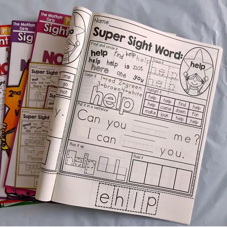 【5 Books】Children English Sight Words Worksheet Coloring Practice ...