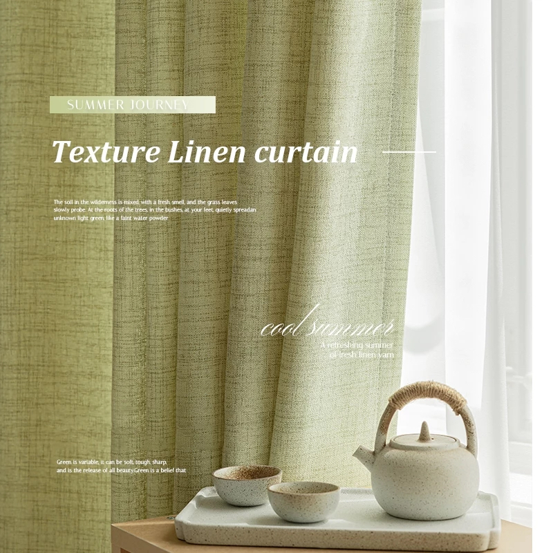 Natural Linen Day Curtain for Living Room Half Long Length Light ...