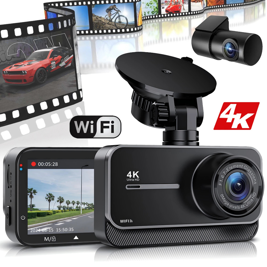 4K Dash Cam for Cars Car Camera Dash Cam WIFI Camera for Car Front and ...