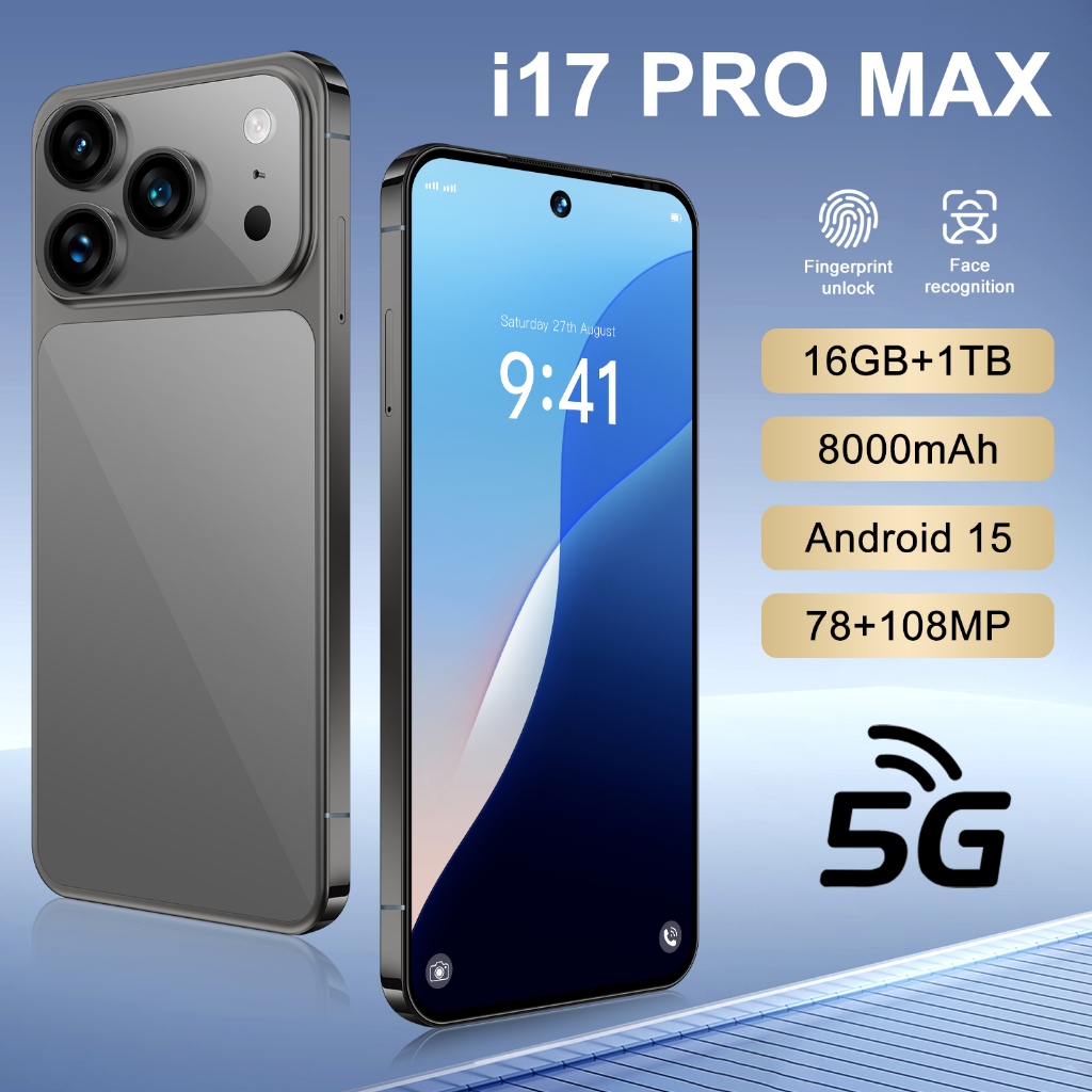 I17 Pro Max 5G Smartphone HD Large Screen GPS Face Unlock Dual SIM