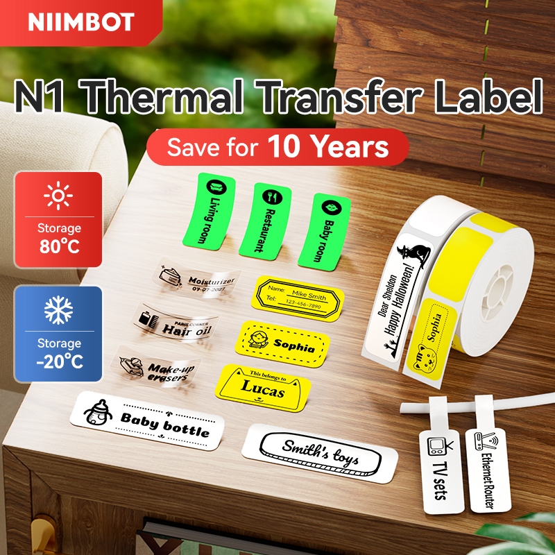 NIIMBOT N1(B18) Label Stickers, Durable PET Material, Name Stickers ...