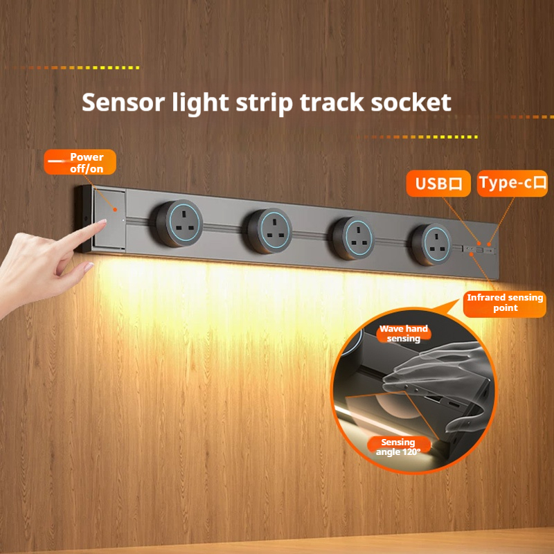 Track Socket with Switch 13A British Standard Ultra-Thin Rail Power ...