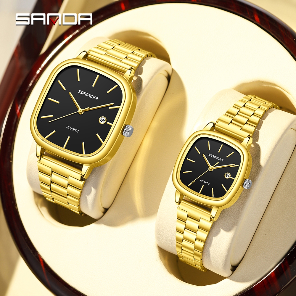 SANDA Couple Quartz Watch Men's and Women's Square Watch 3ATM ...