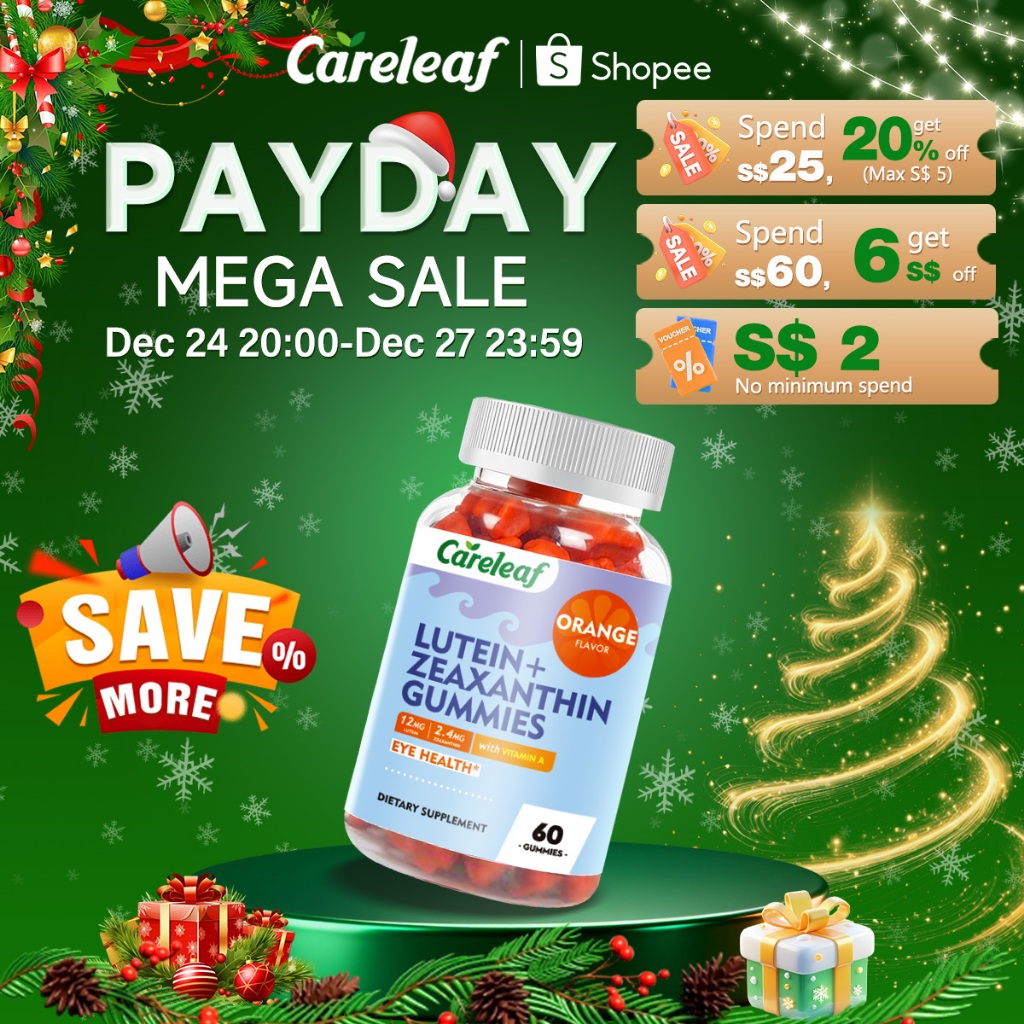 CareLeaf Vegan Eye & Brain Gummies Lutein Zeaxanthin & Vitamin A for ...