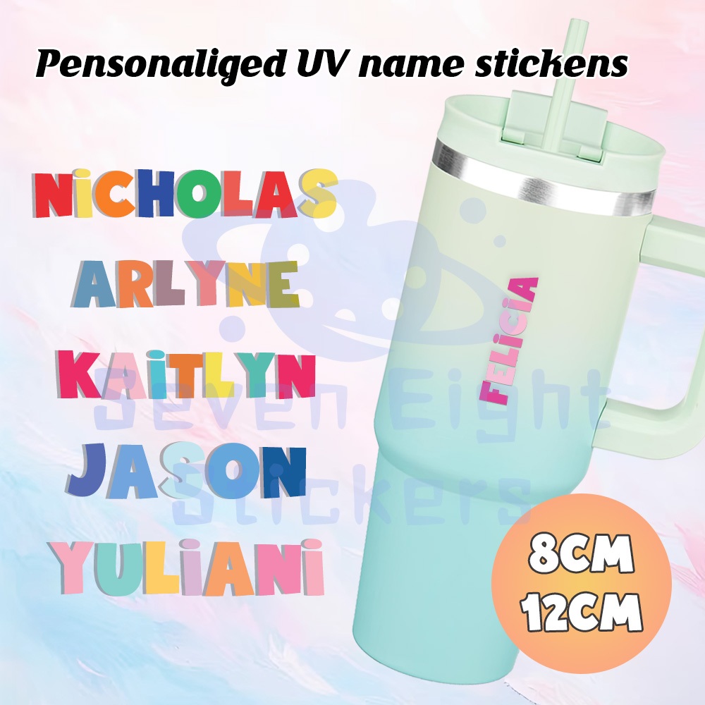 Personalized custom UV name stickers | 3D name water bottle labels ...