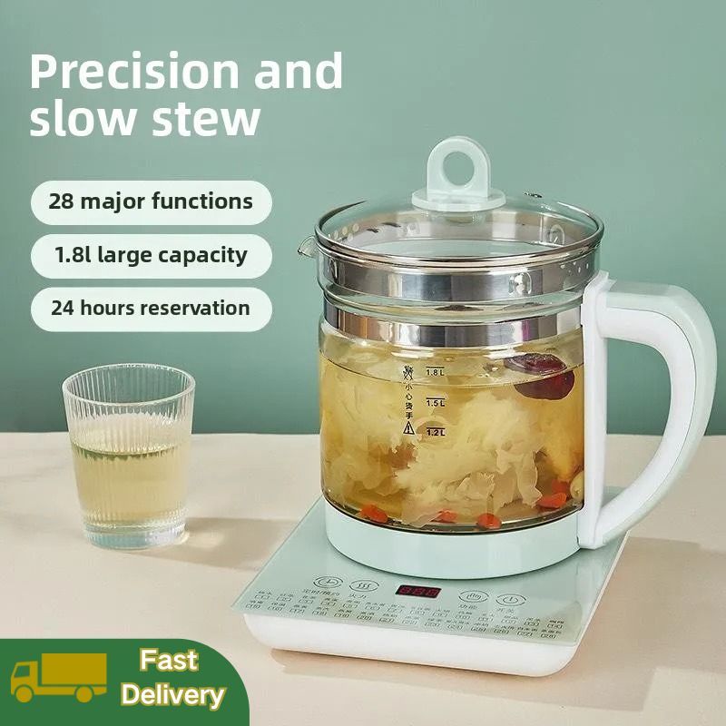 【SG STOCK】1.8L Health Kettle Pot Multi-Function Glass Tea Kettle with ...