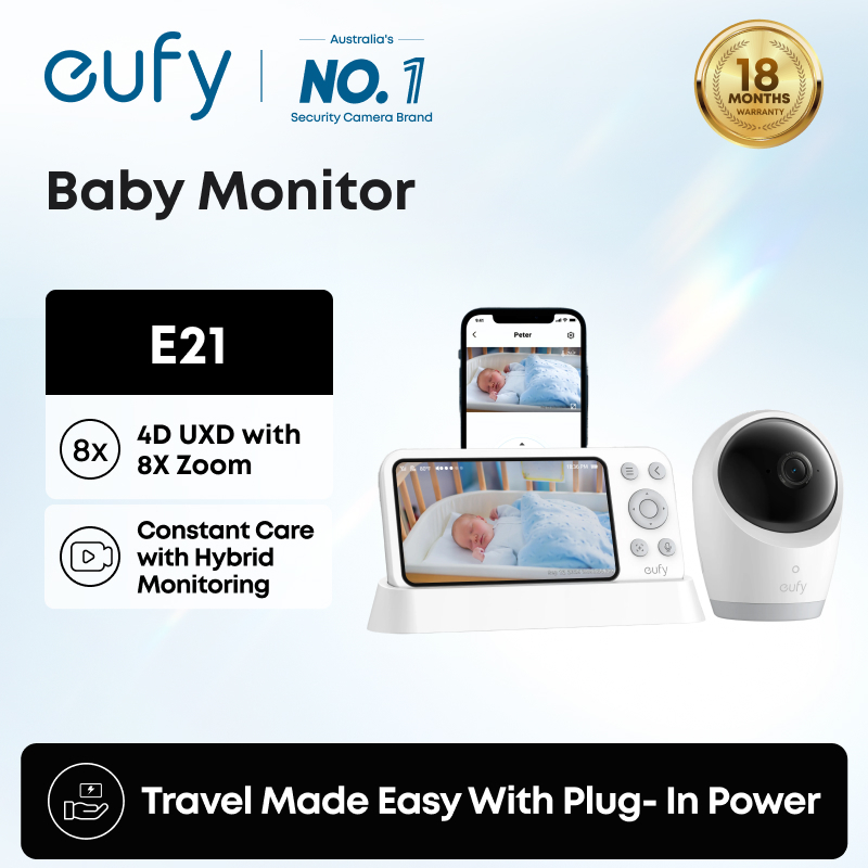 eufy by Anker E21 Baby Monitor 4K UHD with 8X Zoom Hybrid Monitoring ...