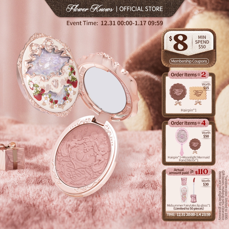 Flower Knows Strawberry Rococo Series Embossed Powder Blush 05 Berry ...