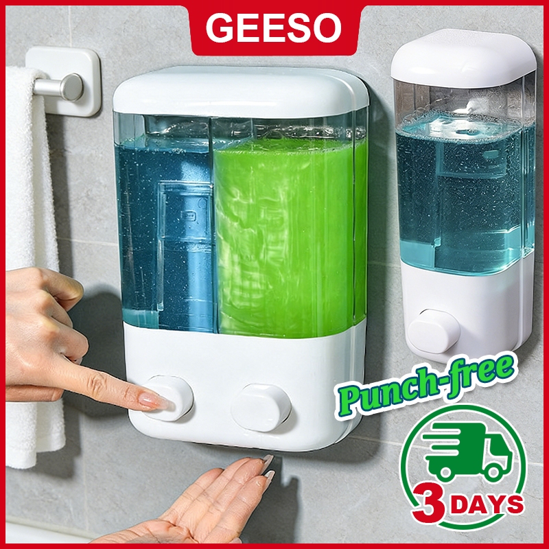 GEESO Double / Single Head Liquid Soap Dispenser Wall-mounted Bathroom ...
