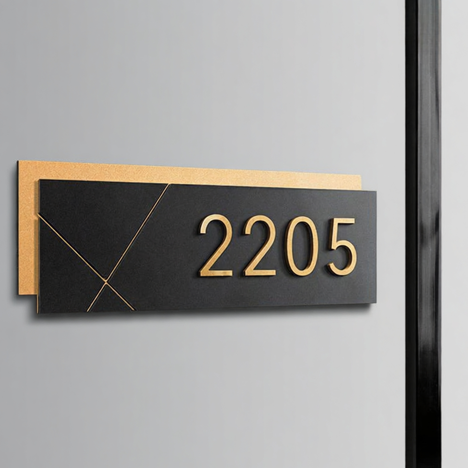 Black Gold unit number door number sign house unit number Acrylic Room ...