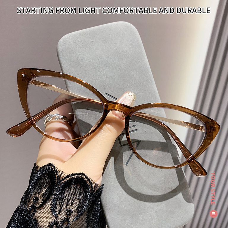 Cat Eye Photochromic Glasses Retro High-End Sense Face Slimmer Look ...