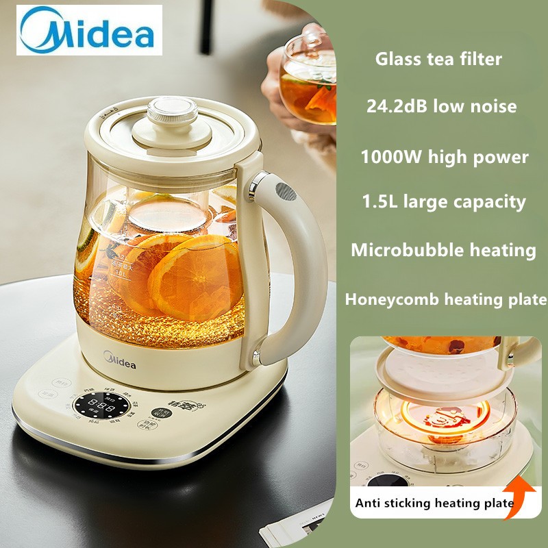 Midea 1.5L Health Pot 0 Glue Boiling Teapot 10 Functions Flower Tea Pot ...