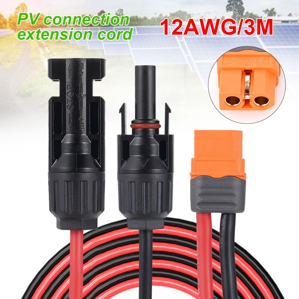 3M PVC Pure Copper Wire Solar Cable XT60i Female Head To MC4 12AWG ...