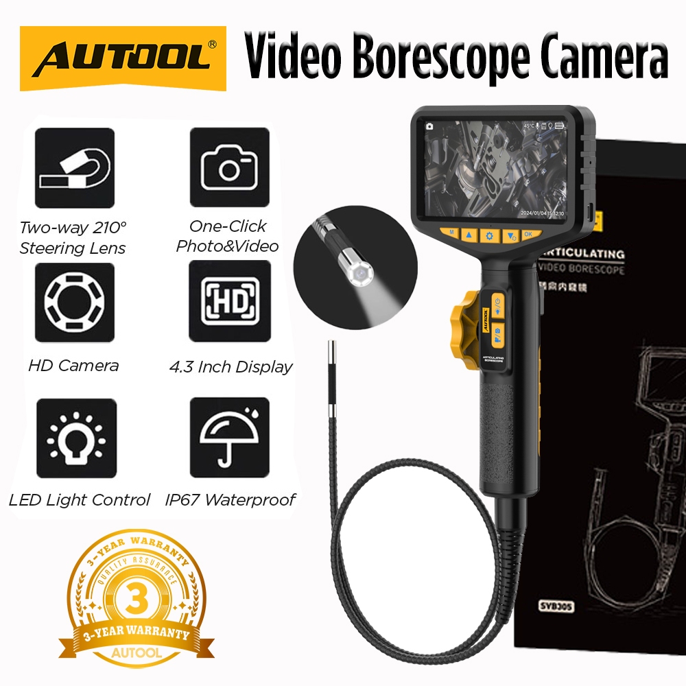 AUTOOL SVB305 Articulating Video Borescope with 4.3inch HD Display IP67 ...