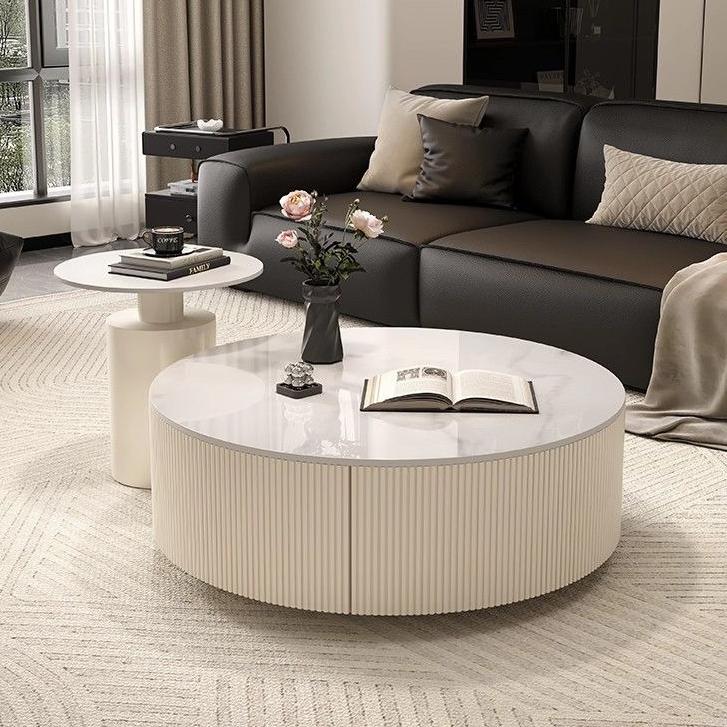 Coffee Table Multifunctional Tea Rock Plate Round Coffee Table Living ...