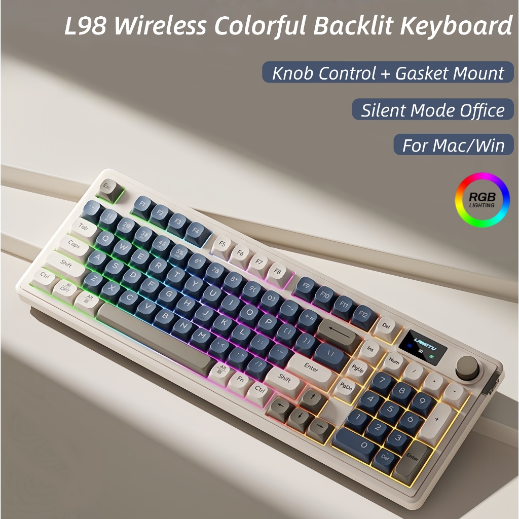 L98 Silent Gaming Keyboard Wireless Bluetooth Tri-mode RGB Keyboard For ...