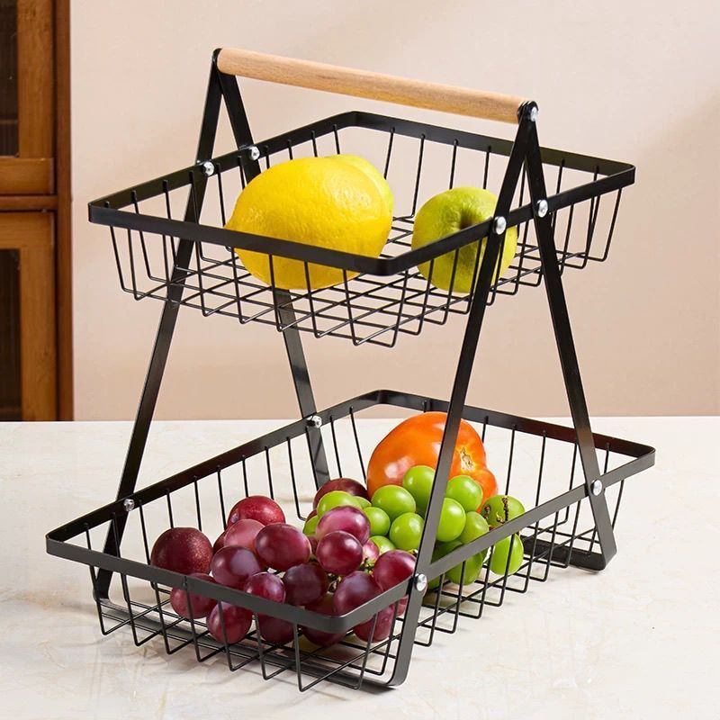 2 Tier Onion Rack Fruit Basket Rak Bawang Bertingkat Vegetable Storage ...