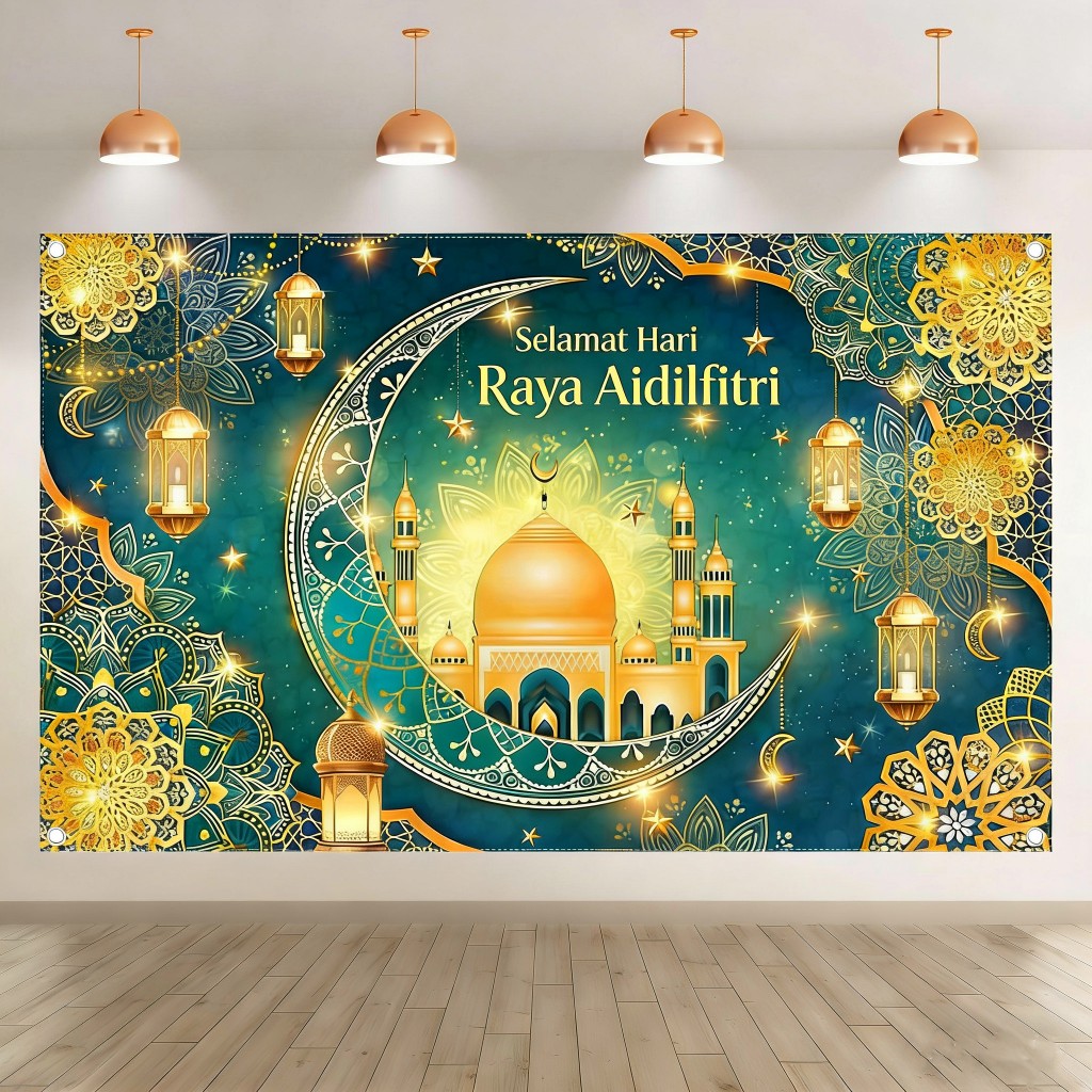 Selamat Hari Raya Aidilfitri Ramadan Mubarak Backdrop Islamic Lantern ...