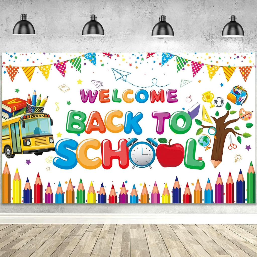 Welcome Back to School Banner Party Backdrop First Day of School ...